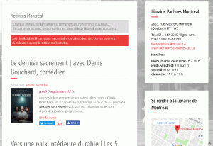 Calendrier de la librairie Paulines de Montréal